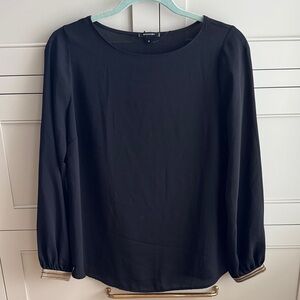 Stella & Dot Black Blouse with Gold Accents